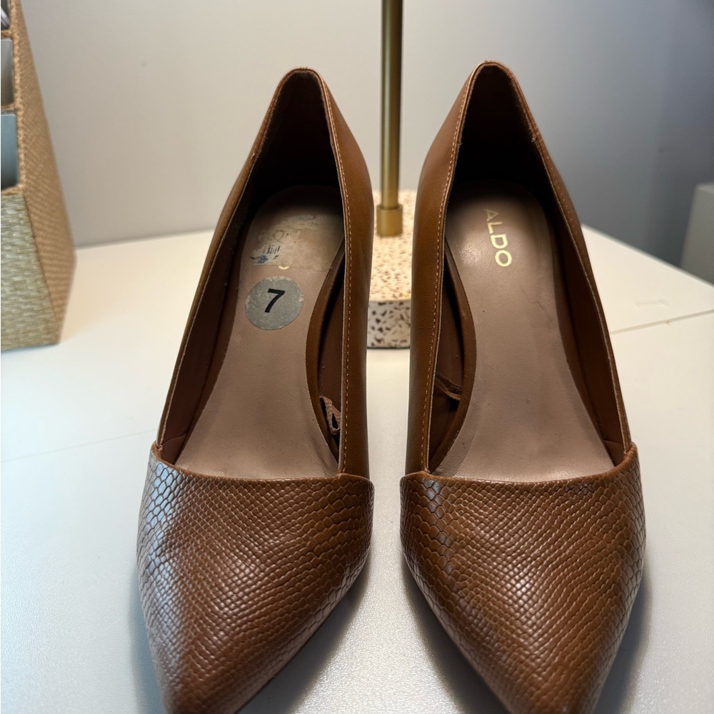 Aldo Tan Textured Heels